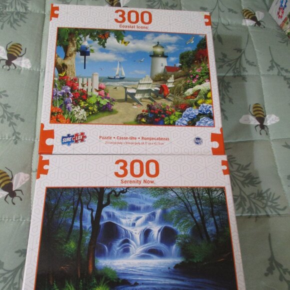 Lot of Two 300 Piece Puzzles SureLox Serenity Now Coastal Icons - Picture 1 of 1